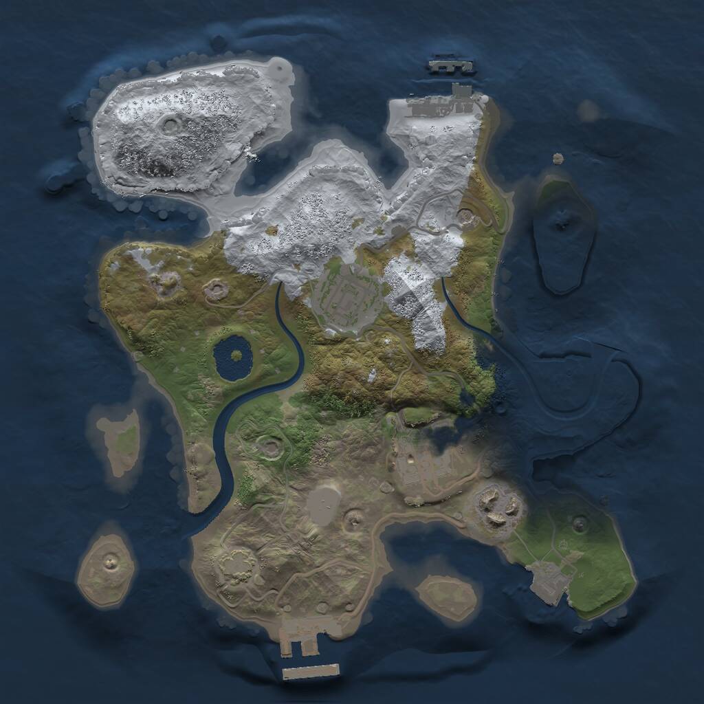 Rust Map: Procedural Map, Size: 2500, Seed: 924224, 8 Monuments