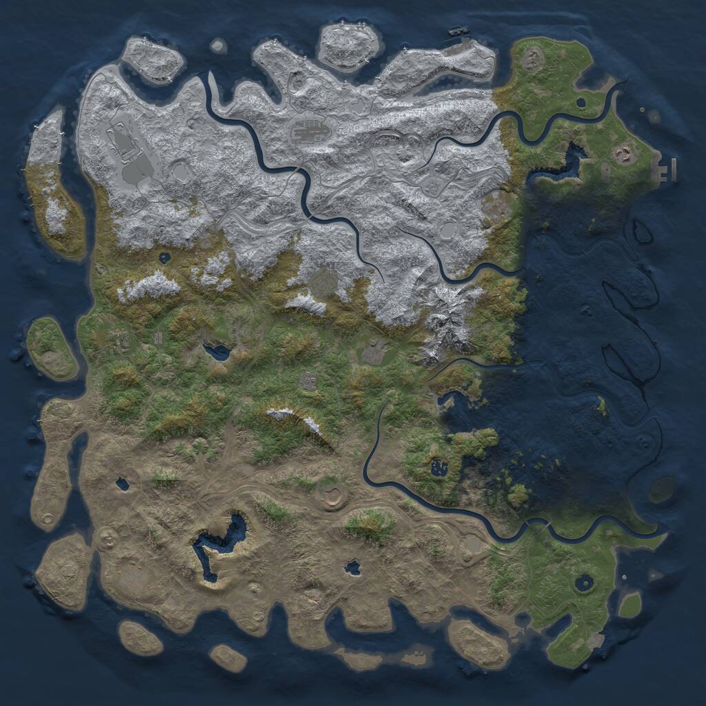 Rust Map: Procedural Map, Size: 6000, Seed: 918232347, 17 Monuments
