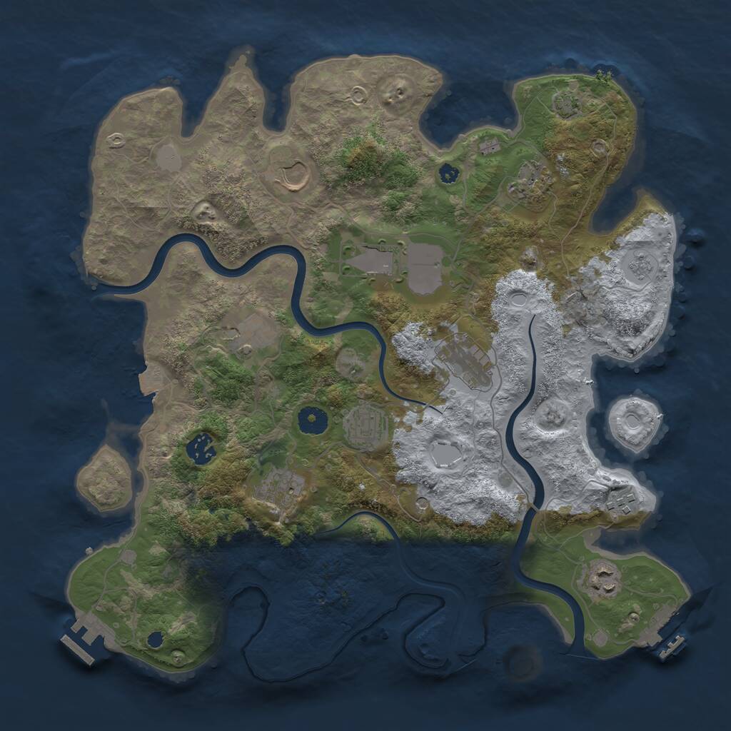 Rust Map: Procedural Map, Size: 3750, Seed: 1081598151, 16 Monuments