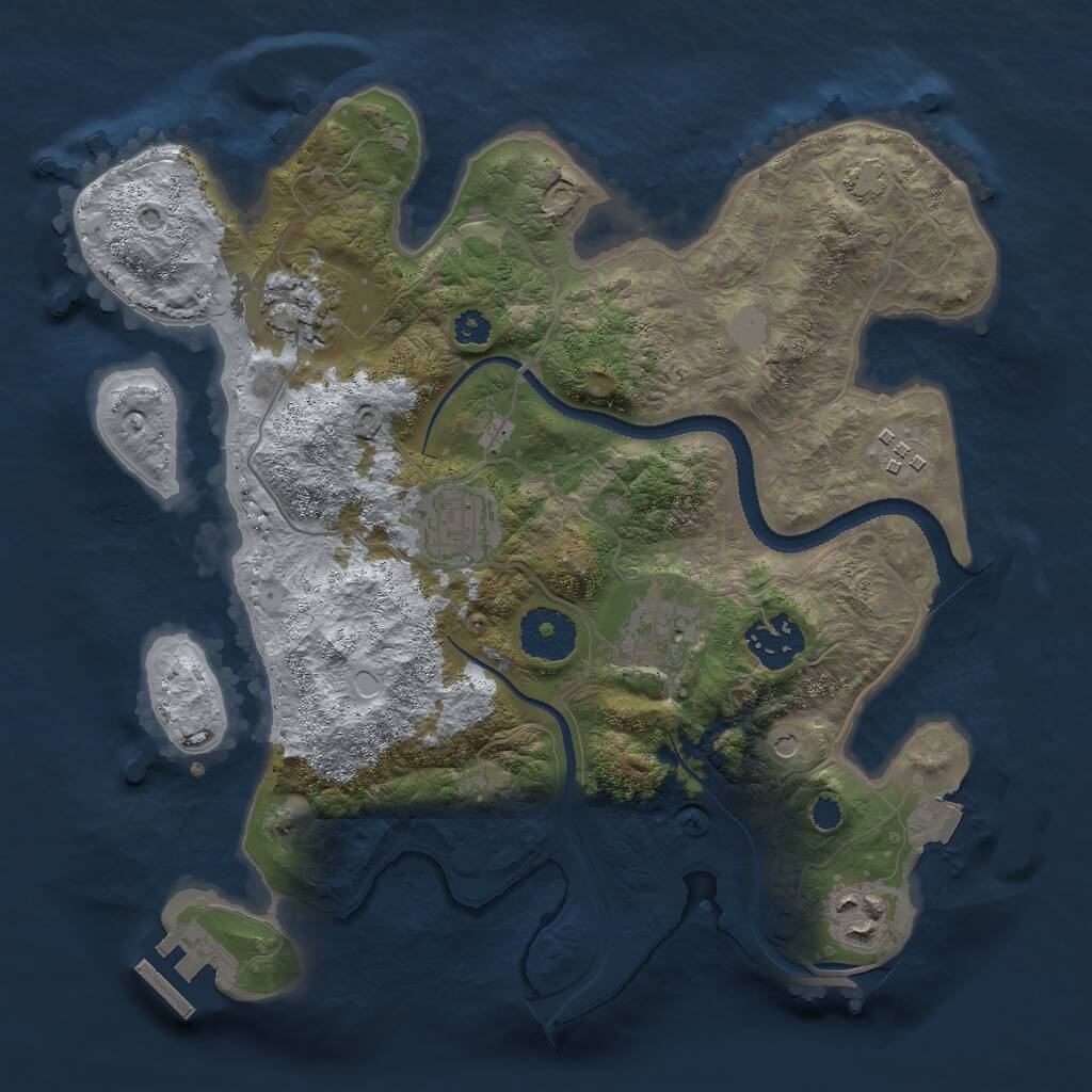Rust Map: Procedural Map, Size: 3000, Seed: 1267797294, 10 Monuments