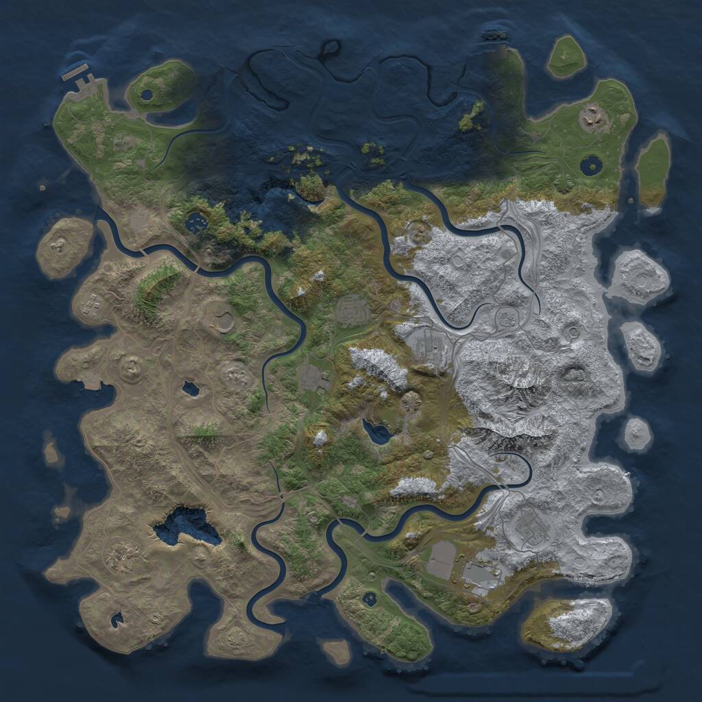 Rust Map: Procedural Map, Size: 5000, Seed: 9671480, 16 Monuments