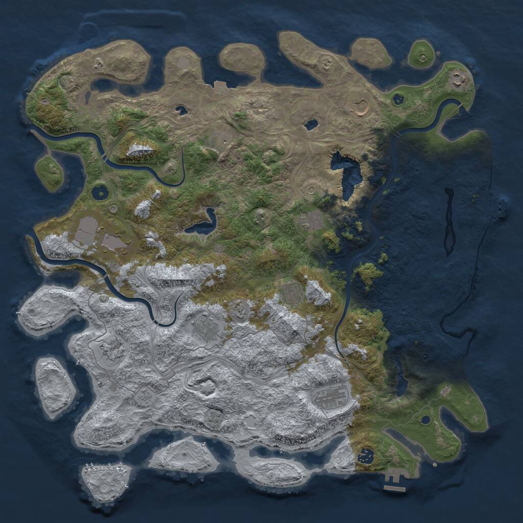Rust Map: Procedural Map, Size: 4900, Seed: 615417425, 17 Monuments