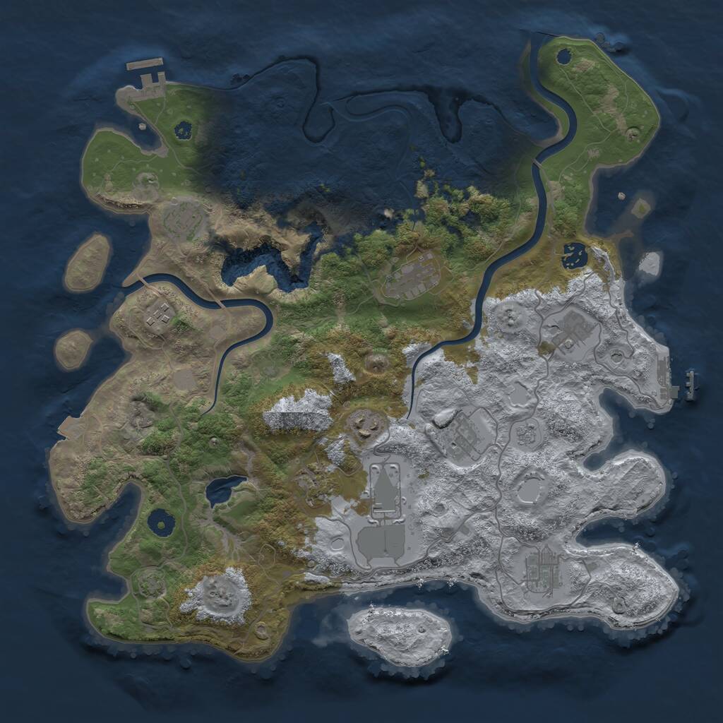 Rust Map: Procedural Map, Size: 4000, Seed: 999666, 16 Monuments