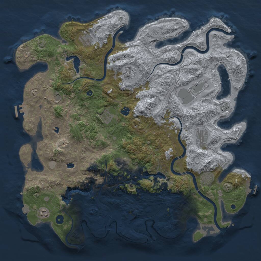 Rust Map: Procedural Map, Size: 4500, Seed: 877052476, 17 Monuments