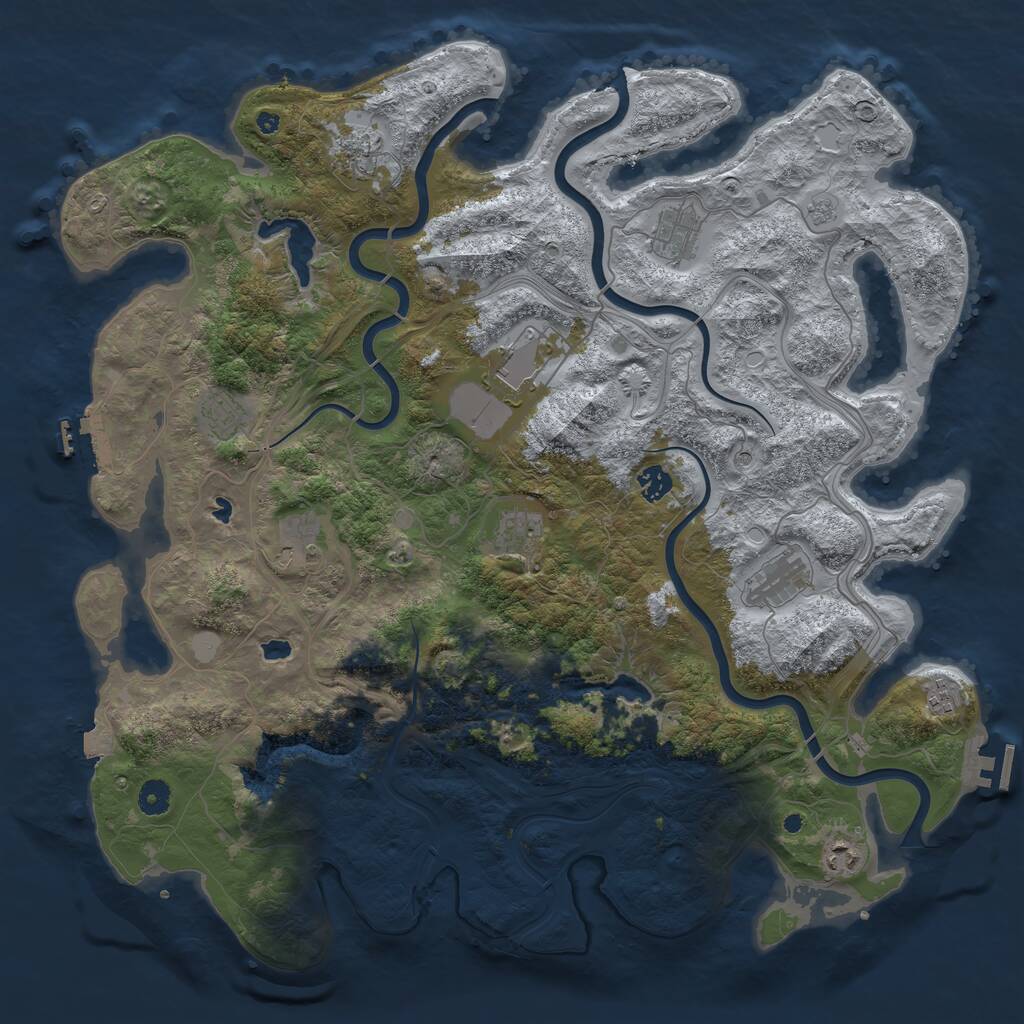 Rust Map: Procedural Map, Size: 4500, Seed: 877052476, 16 Monuments