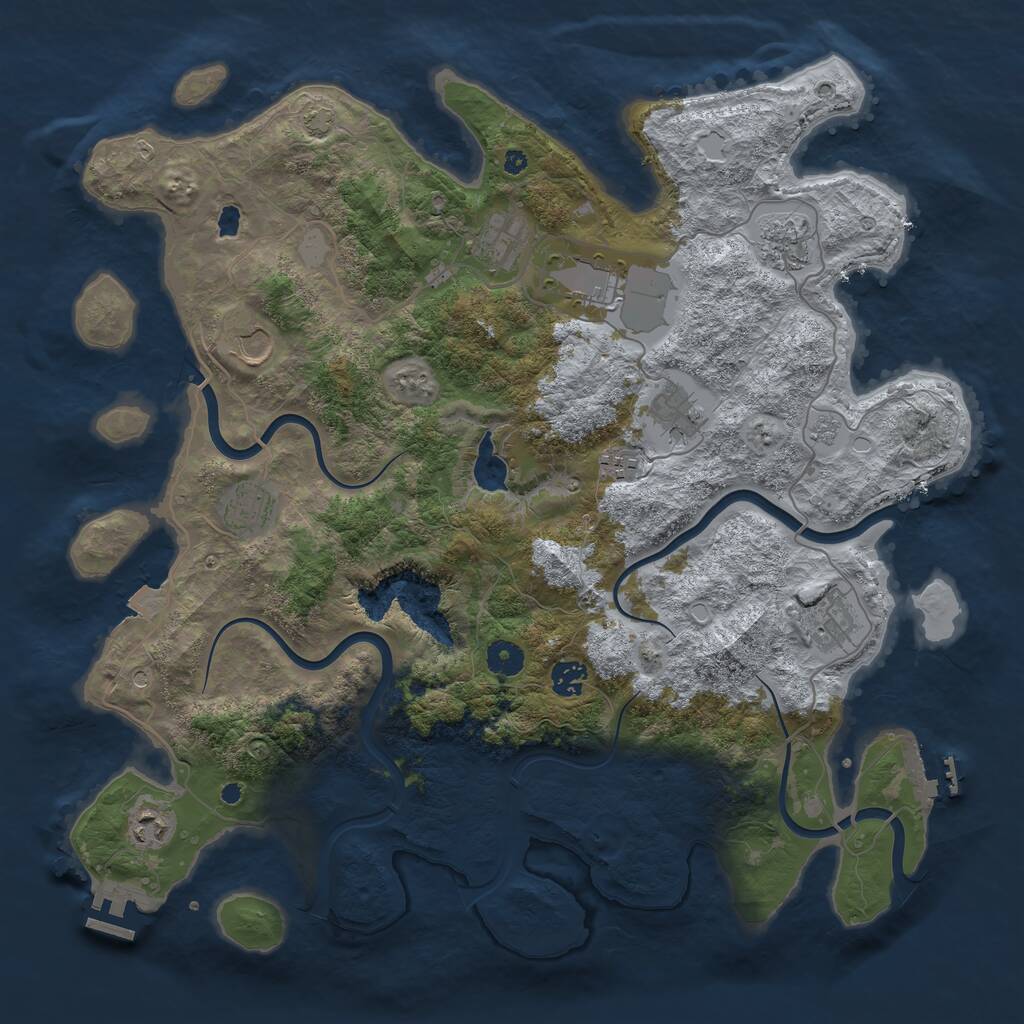 Rust Map: Procedural Map, Size: 4200, Seed: 1243097800, 16 Monuments