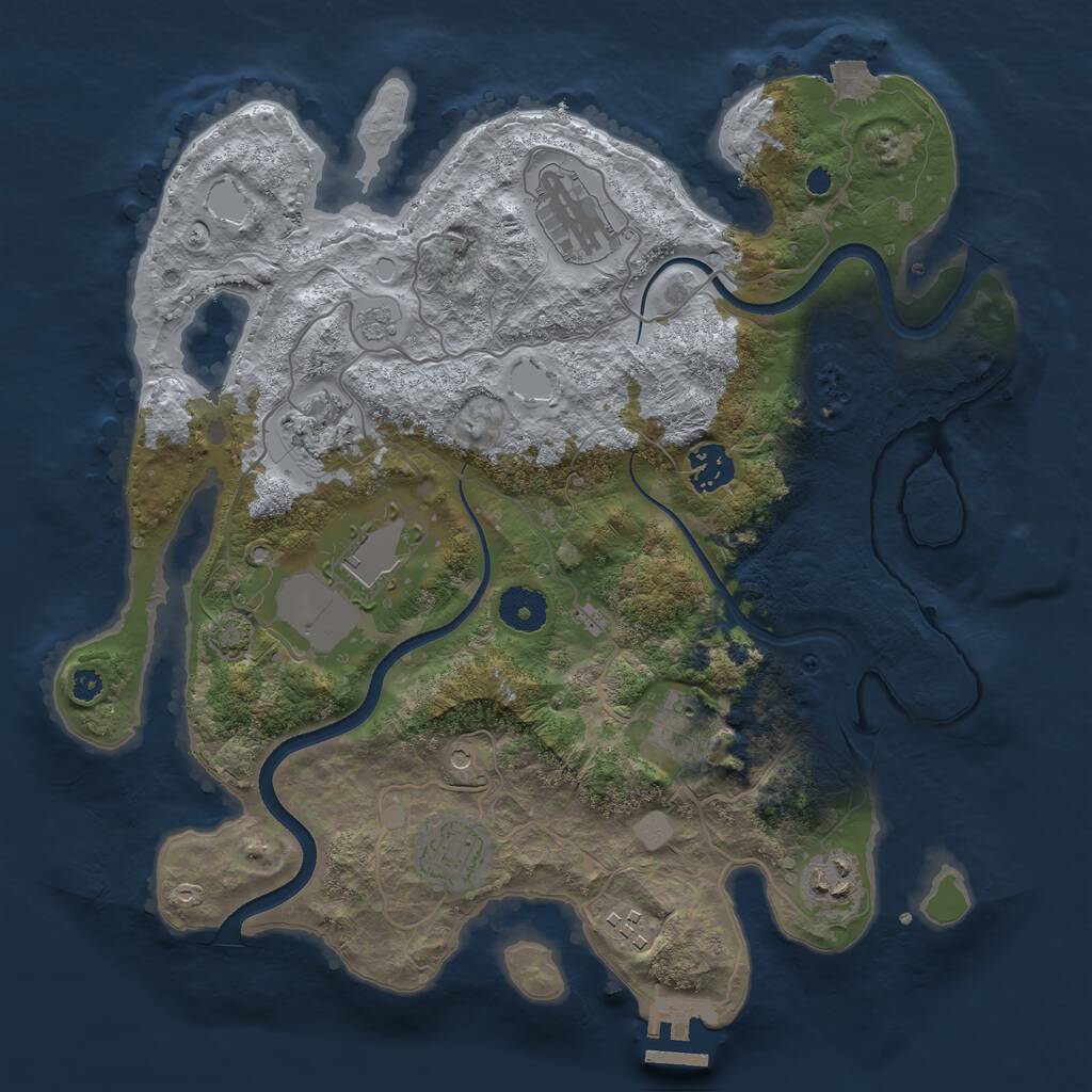 Rust Map: Procedural Map, Size: 3500, Seed: 1561423981, 13 Monuments