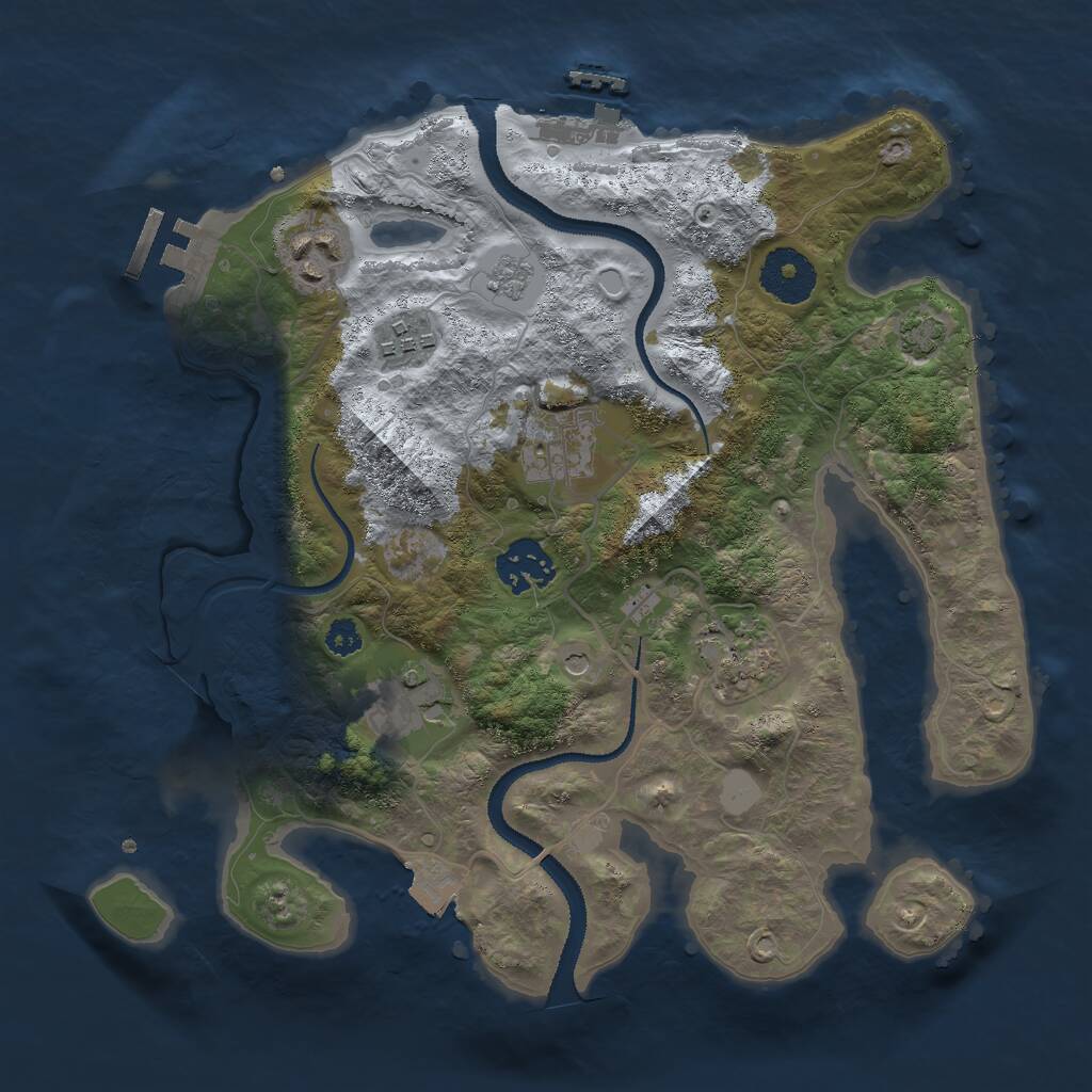 Rust Map: Procedural Map, Size: 3000, Seed: 25481, 12 Monuments