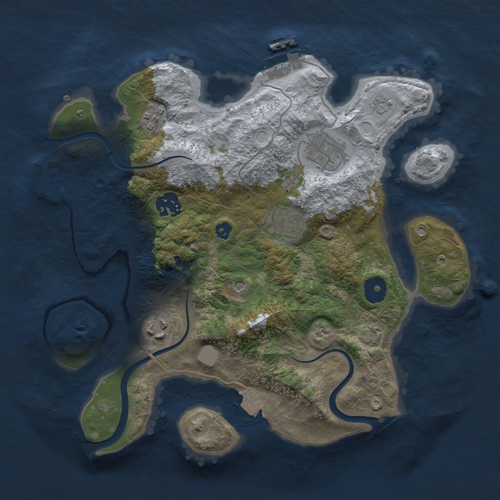 Rust Map: Procedural Map, Size: 3000, Seed: 661949635, 11 Monuments