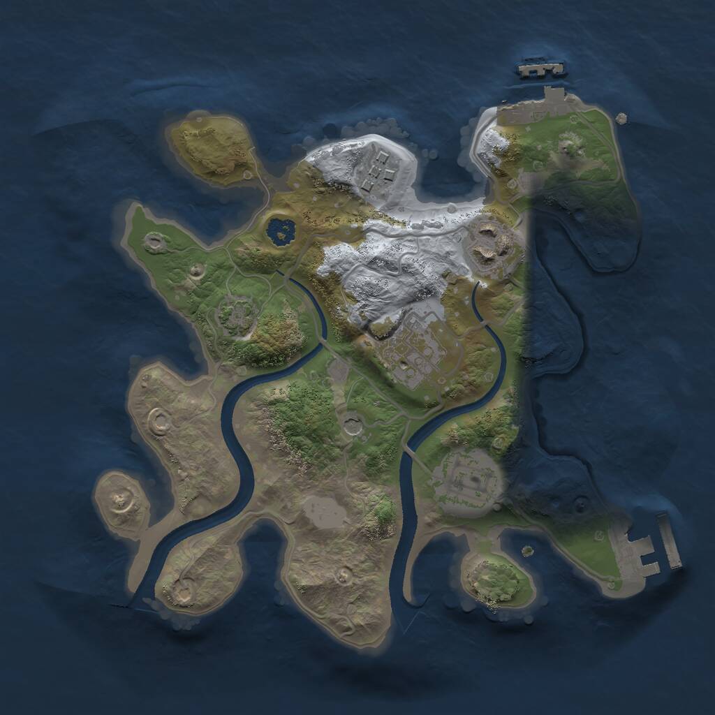 Rust Map: Procedural Map, Size: 2500, Seed: 254643055, 9 Monuments