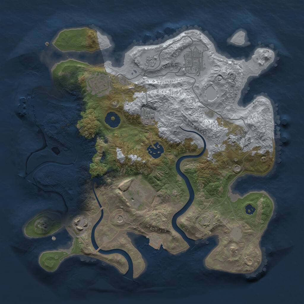 Rust Map: Procedural Map, Size: 3000, Seed: 37886, 12 Monuments