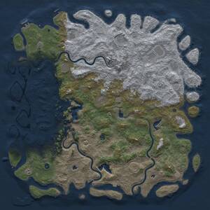 Thumbnail Rust Map: Procedural Map, Size: 6000, Seed: 1494338682, 17 Monuments