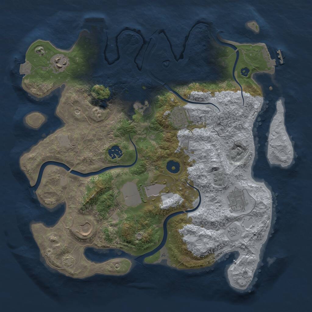 Rust Map: Procedural Map, Size: 3500, Seed: 1586522937, 14 Monuments