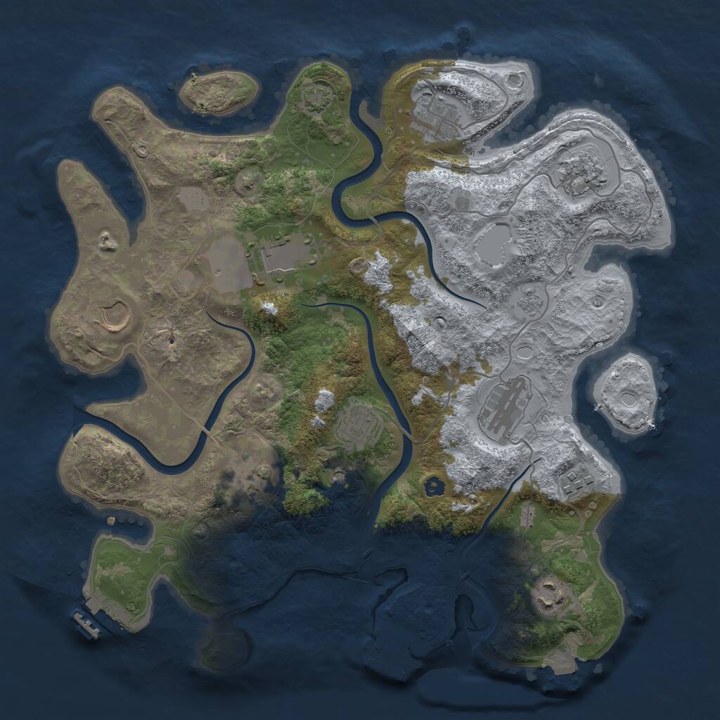 Rust Map: Procedural Map, Size: 3500, Seed: 1257510495, 15 Monuments