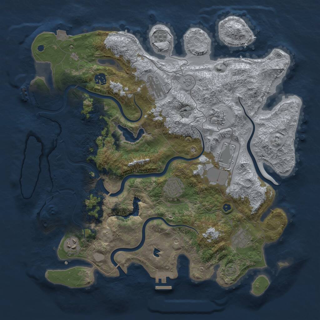 Rust Map: Procedural Map, Size: 4000, Seed: 1816716643, 14 Monuments