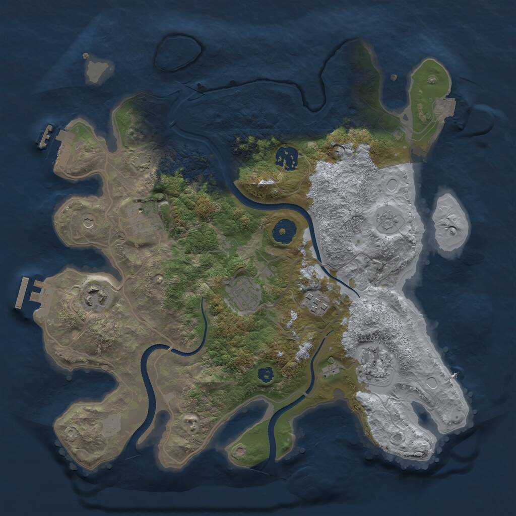 Rust Map: Procedural Map, Size: 3250, Seed: 63776, 12 Monuments