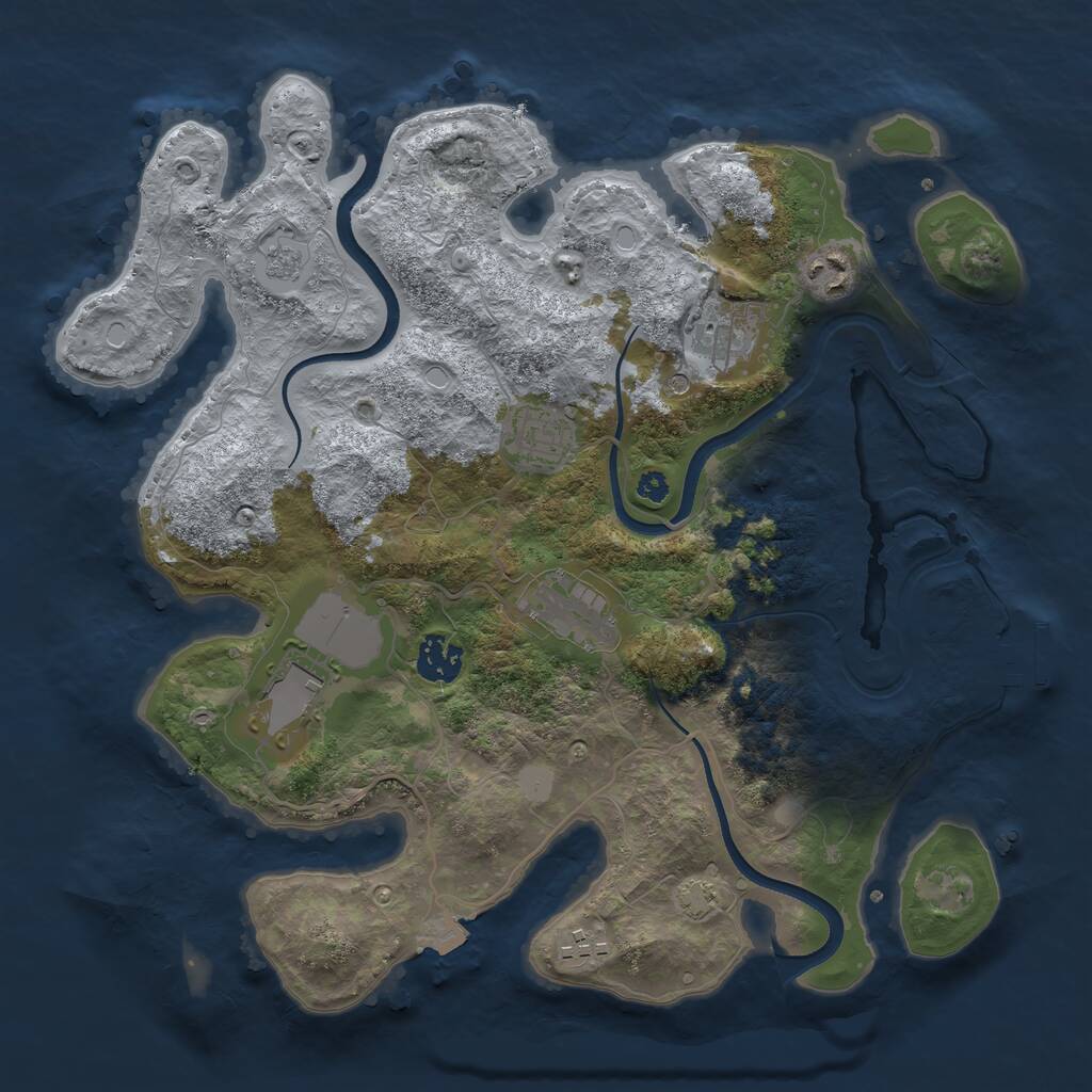 Rust Map: Procedural Map, Size: 3500, Seed: 76683, 12 Monuments
