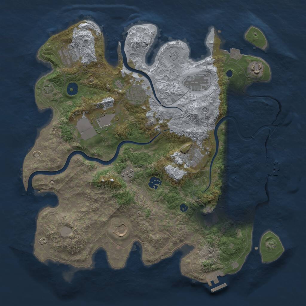 Rust Map: Procedural Map, Size: 3750, Seed: 353860885, 16 Monuments