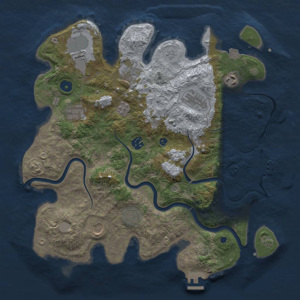 Rust Map: Procedural Map, Size: 3750, Seed: 353860885, 15 Monuments