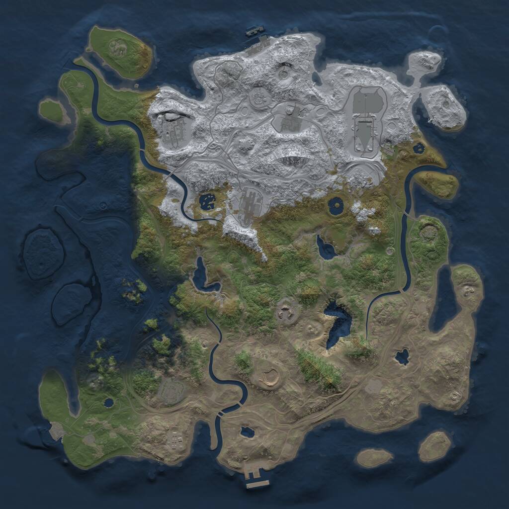 Rust Map: Procedural Map, Size: 4500, Seed: 241523, 16 Monuments