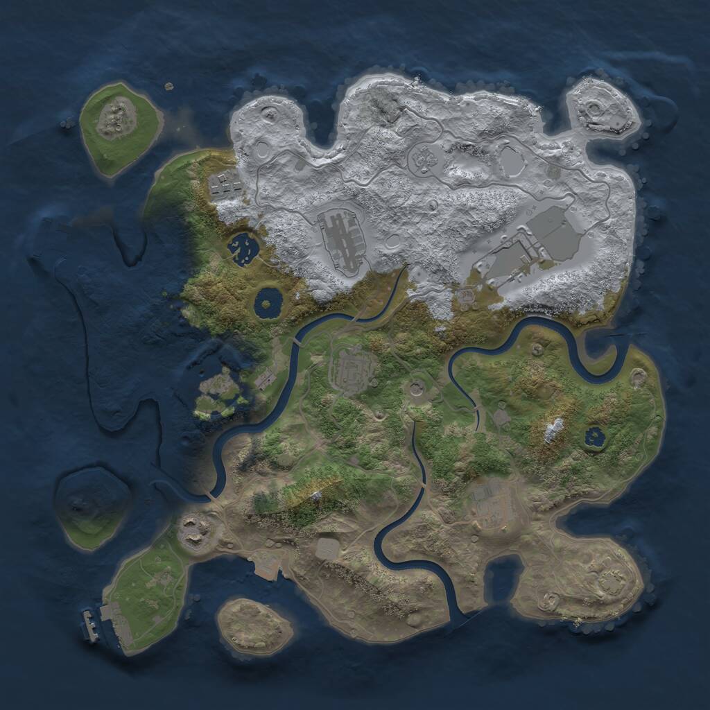 Rust Map: Procedural Map, Size: 3500, Seed: 661949635, 14 Monuments