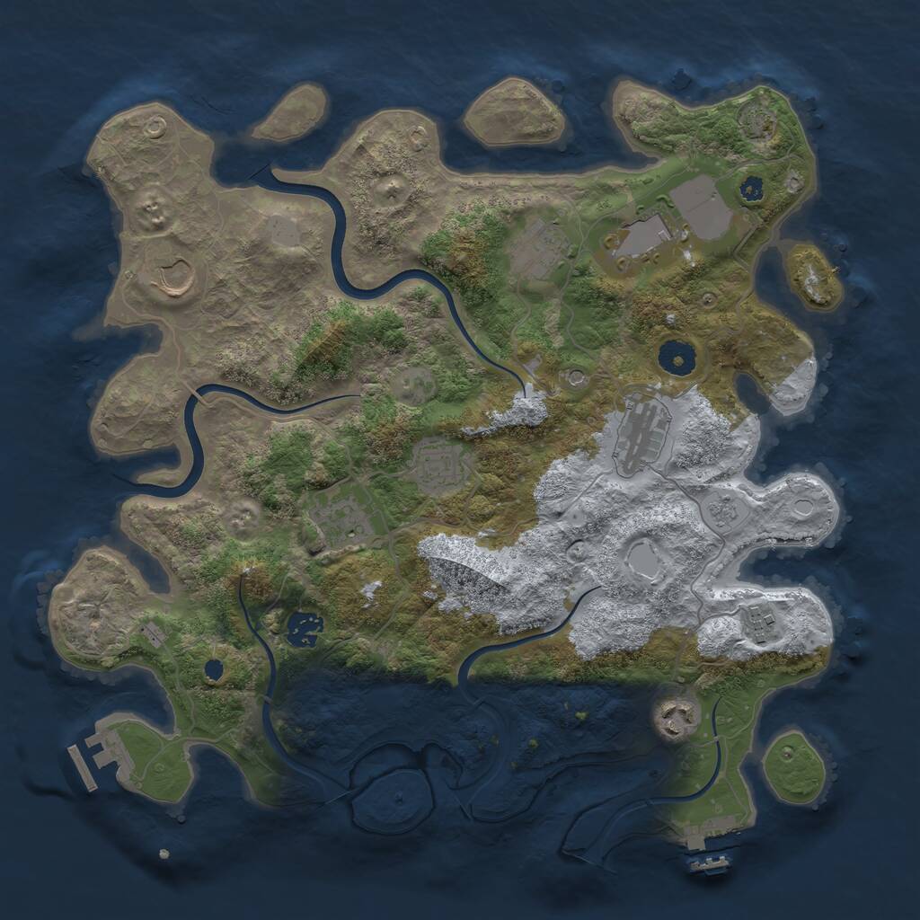 Rust Map: Procedural Map, Size: 3750, Seed: 1708164159, 15 Monuments
