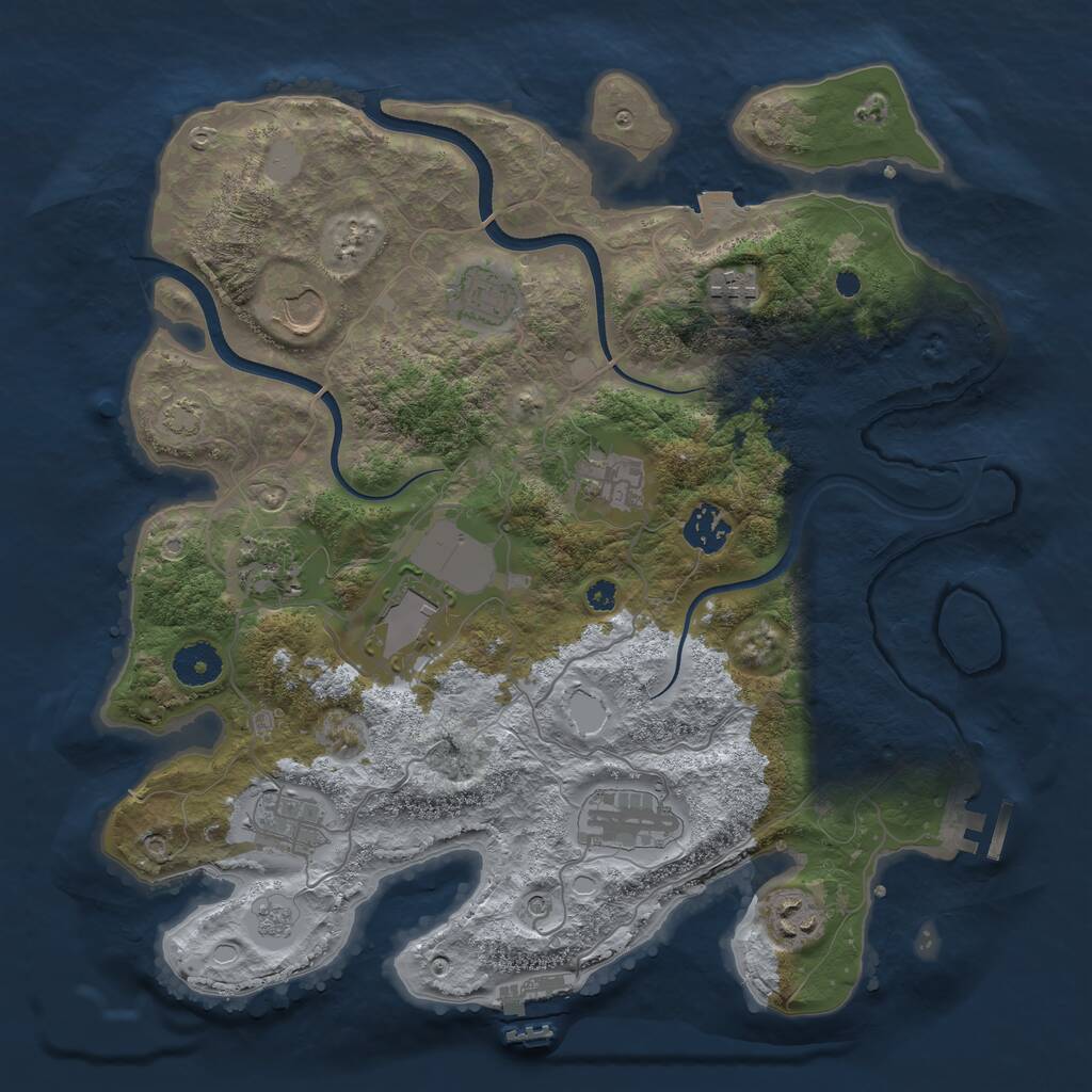 Rust Map: Procedural Map, Size: 3600, Seed: 24060, 16 Monuments