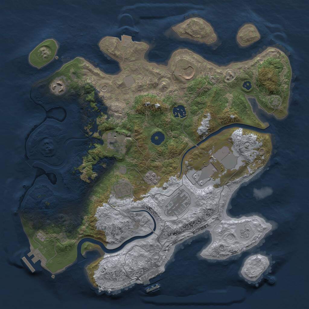 Rust Map: Procedural Map, Size: 3500, Seed: 2120607028, 14 Monuments