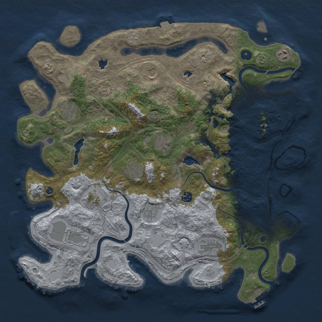 Rust Map: Procedural Map, Size: 4500, Seed: 1126233125, 17 Monuments
