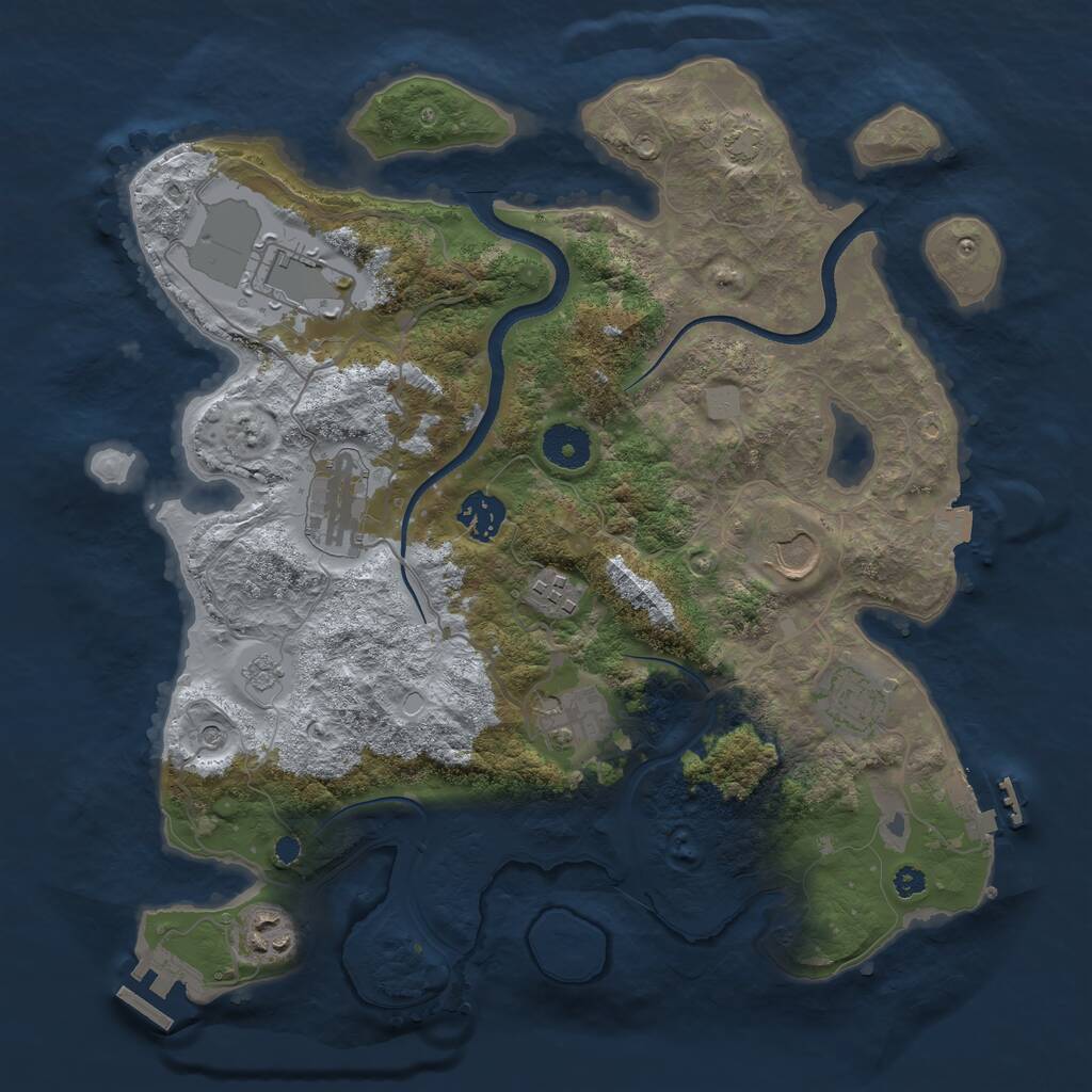 Rust Map: Procedural Map, Size: 3500, Seed: 872331734, 14 Monuments