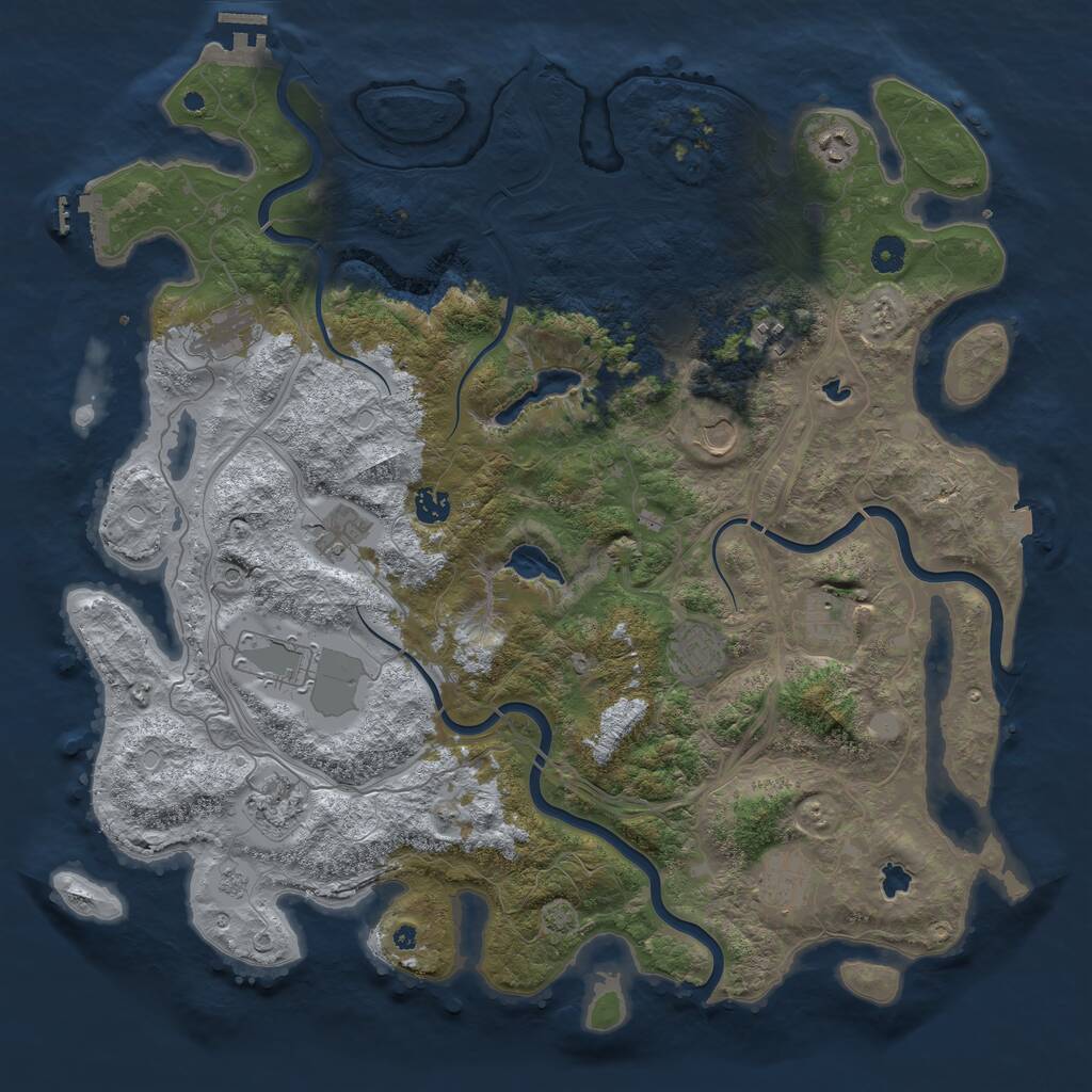 Rust Map: Procedural Map, Size: 4500, Seed: 813709279, 17 Monuments