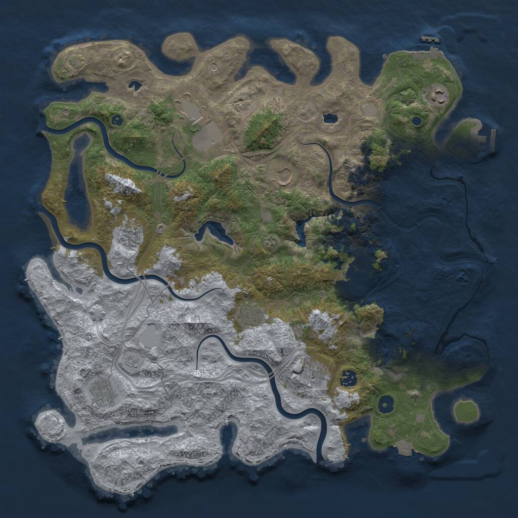 Rust Map: Procedural Map, Size: 4500, Seed: 904570502, 16 Monuments