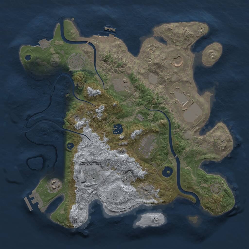 Rust Map: Procedural Map, Size: 3500, Seed: 1101776883, 15 Monuments