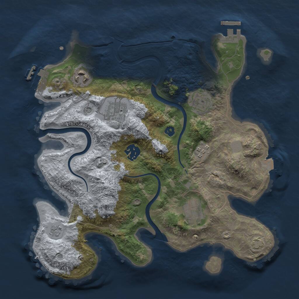 Rust Map: Procedural Map, Size: 3000, Seed: 99117745, 12 Monuments