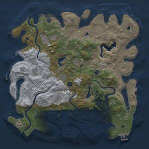 Thumbnail Rust Map: Procedural Map, Size: 4500, Seed: 1739584530, 17 Monuments