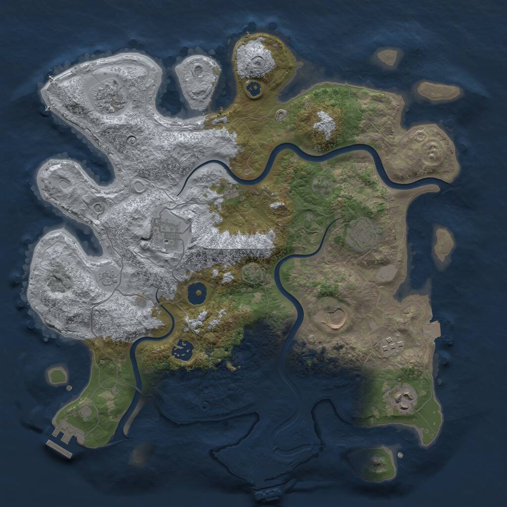 Rust Map: Procedural Map, Size: 3630, Seed: 945994983, 13 Monuments