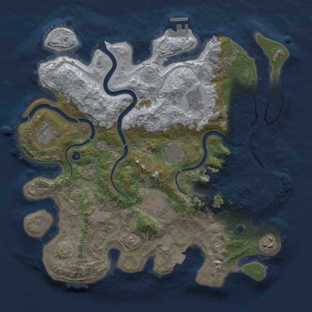 Rust Map: Procedural Map, Size: 3500, Seed: 1343252016, 12 Monuments