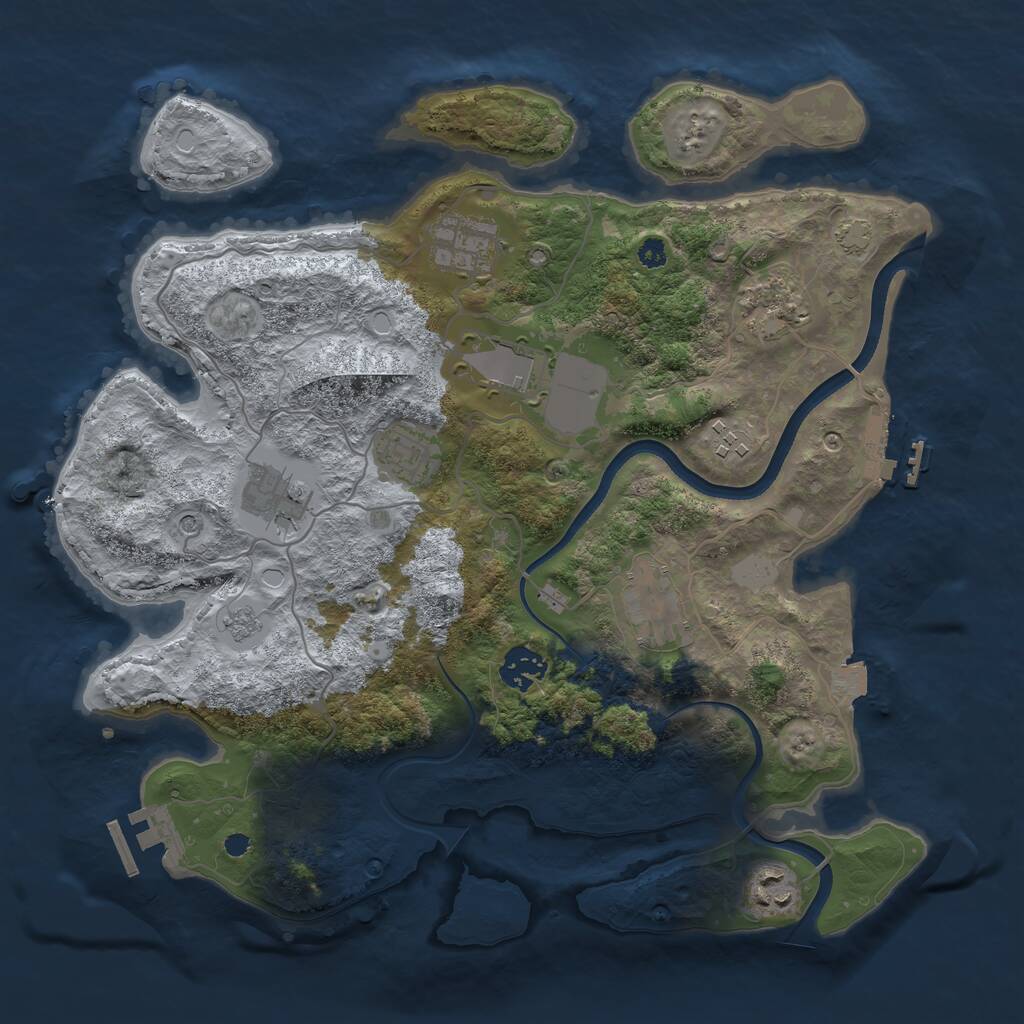 Rust Map: Procedural Map, Size: 3500, Seed: 1302029539, 15 Monuments
