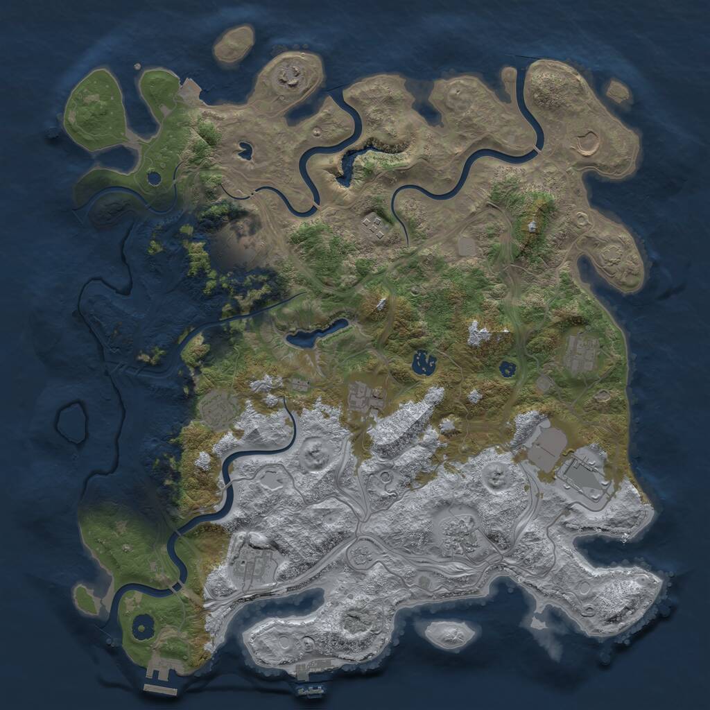 Rust Map: Procedural Map, Size: 4300, Seed: 373384133, 17 Monuments