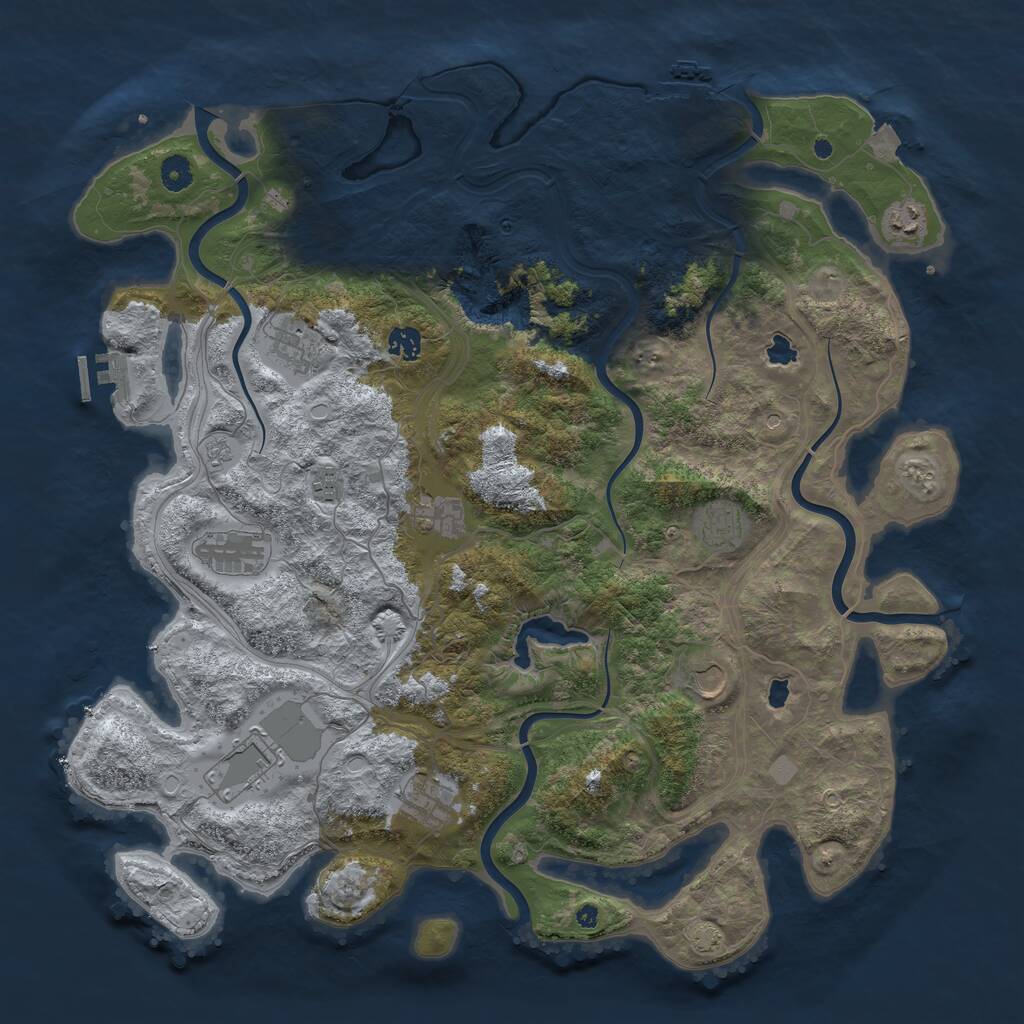 Rust Map: Procedural Map, Size: 4500, Seed: 537958141, 16 Monuments