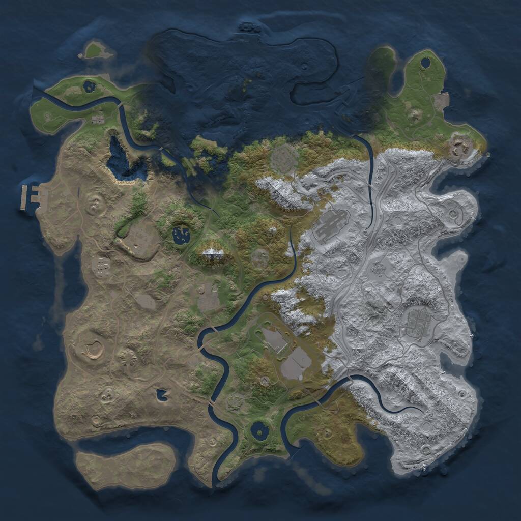 Rust Map: Procedural Map, Size: 4250, Seed: 284592333, 16 Monuments