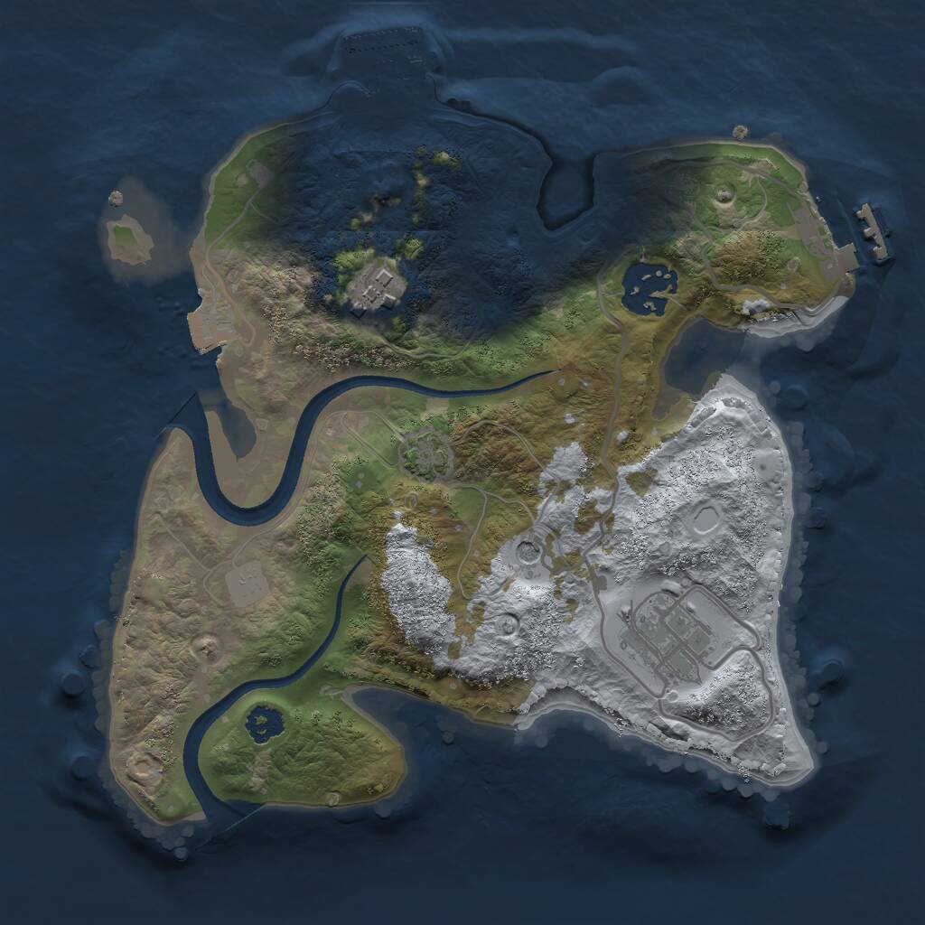 Rust Map: Procedural Map, Size: 2500, Seed: 2004859491, 8 Monuments