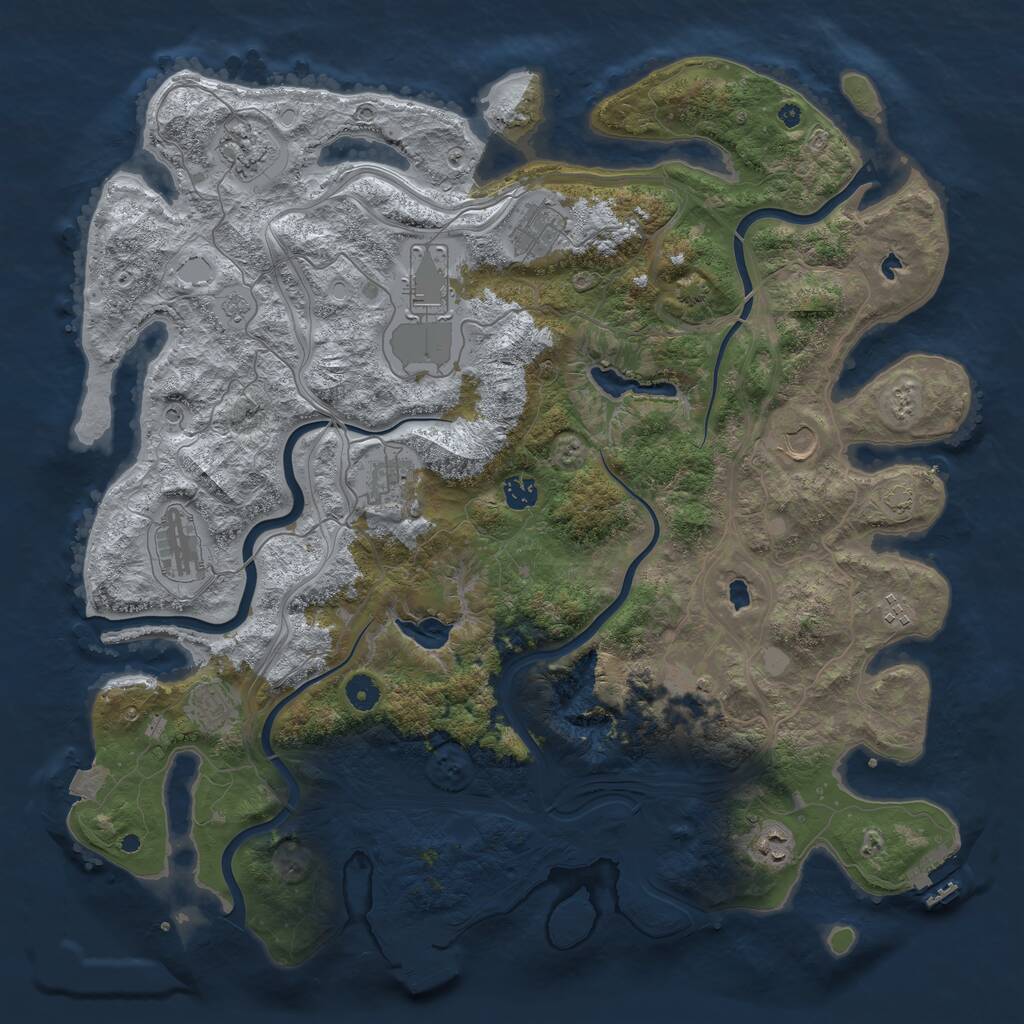 Rust Map: Procedural Map, Size: 4500, Seed: 461563491, 17 Monuments