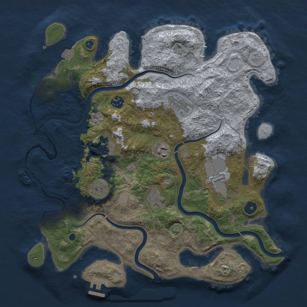 Rust Map: Procedural Map, Size: 3750, Seed: 840707779, 14 Monuments