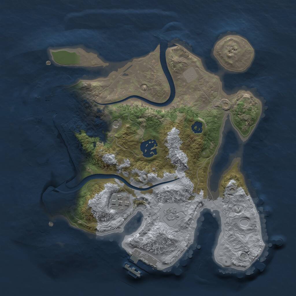 Rust Map: Procedural Map, Size: 2500, Seed: 1297202964, 7 Monuments