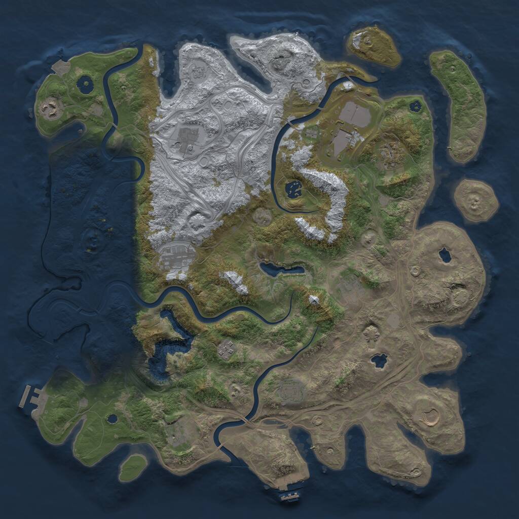 Rust Map: Procedural Map, Size: 4500, Seed: 368358814, 17 Monuments