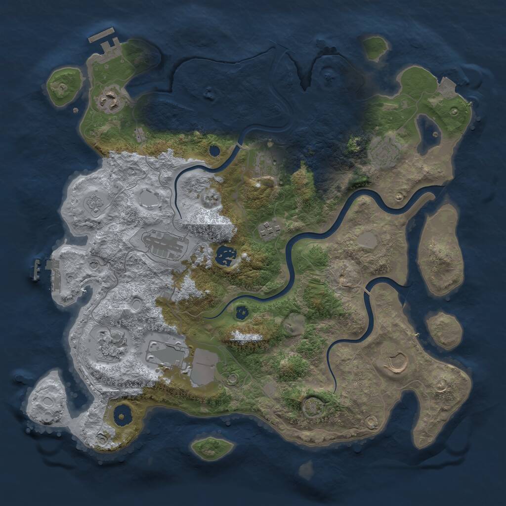 Rust Map: Procedural Map, Size: 3750, Seed: 398258816, 15 Monuments