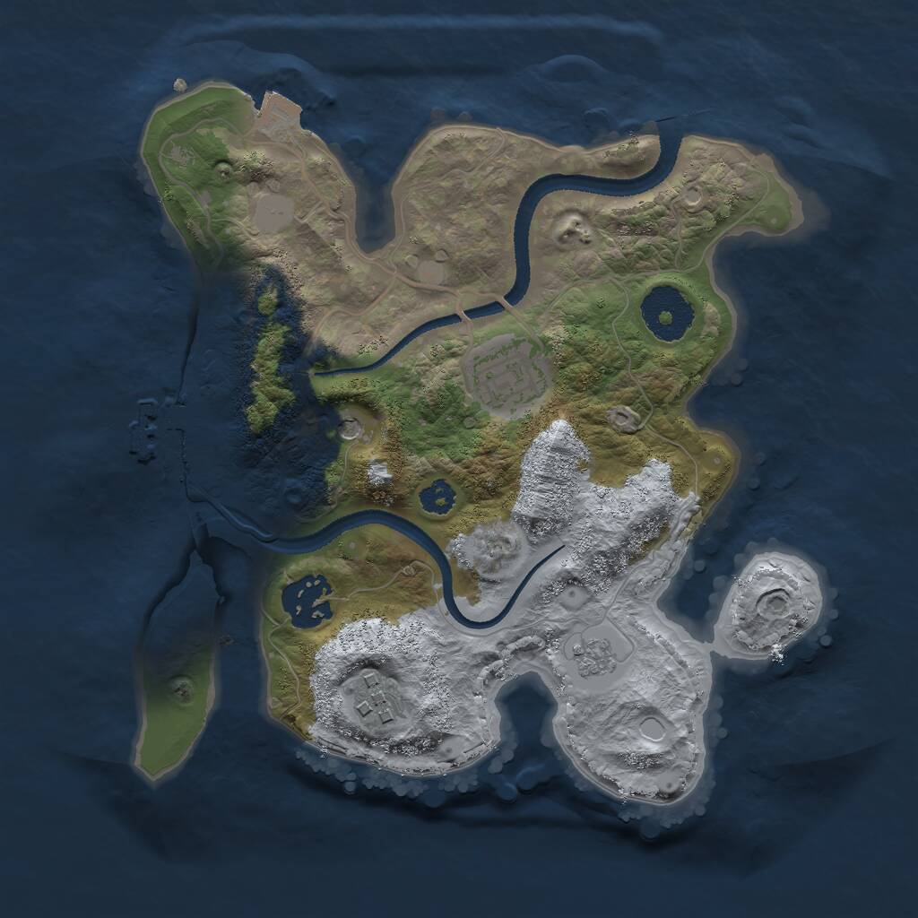 Rust Map: Procedural Map, Size: 2650, Seed: 889732417, 7 Monuments