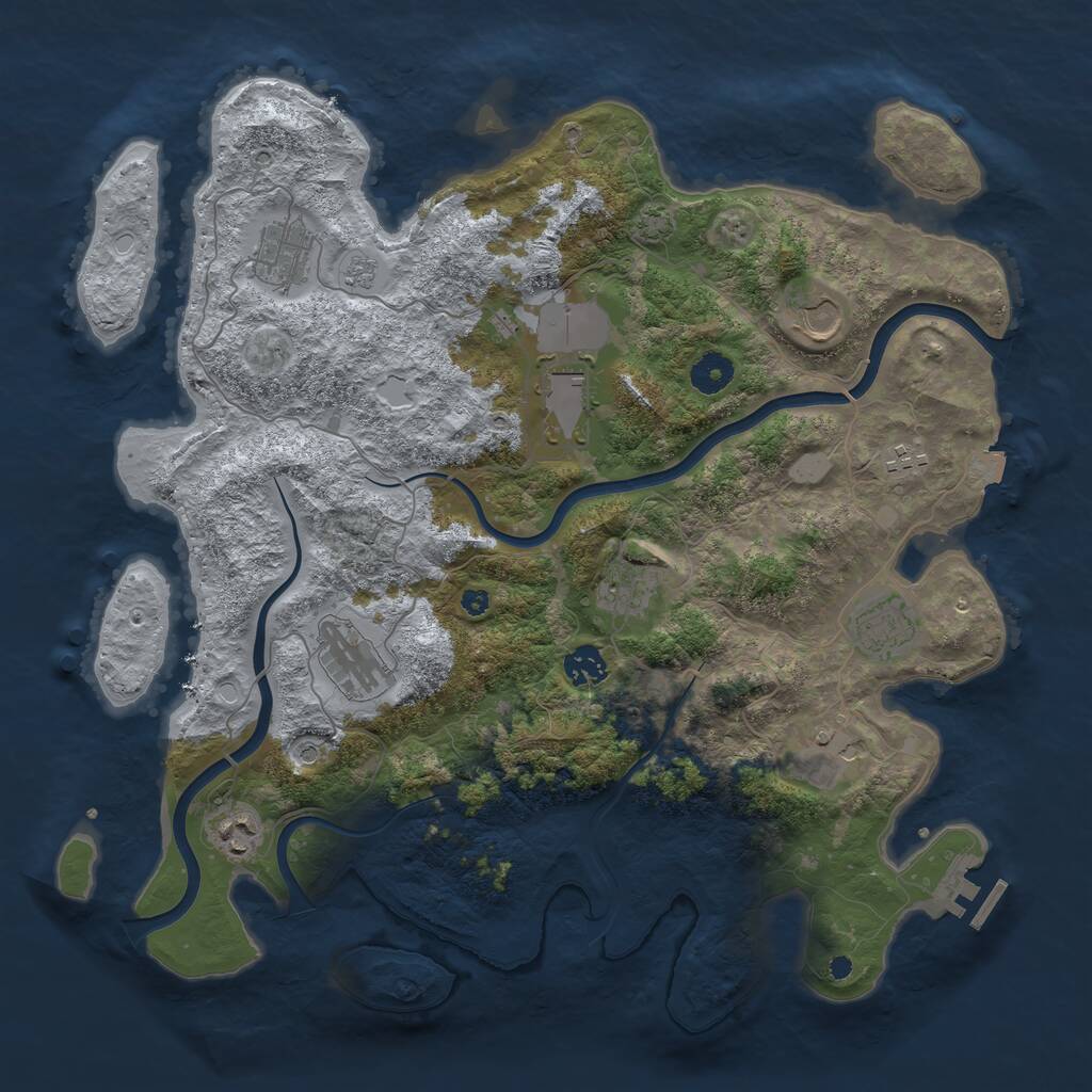 Rust Map: Procedural Map, Size: 3955, Seed: 670487066, 15 Monuments