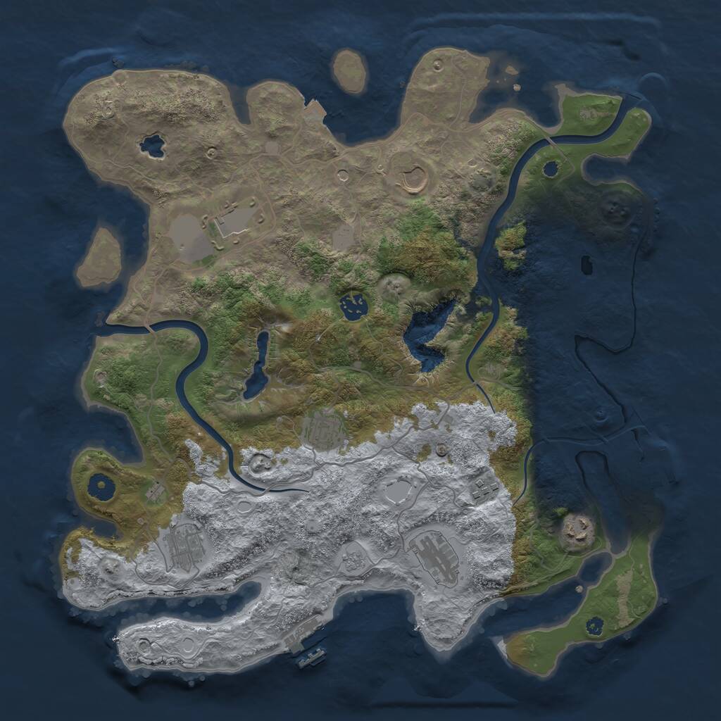 Rust Map: Procedural Map, Size: 4000, Seed: 16880007, 14 Monuments